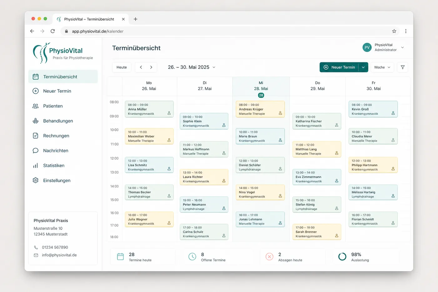 Konzept: Terminbuchungs-Software für PhysioVital