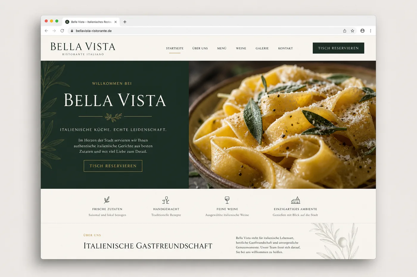 Konzept: Website mit Reservierung für Ristorante Bella Vista