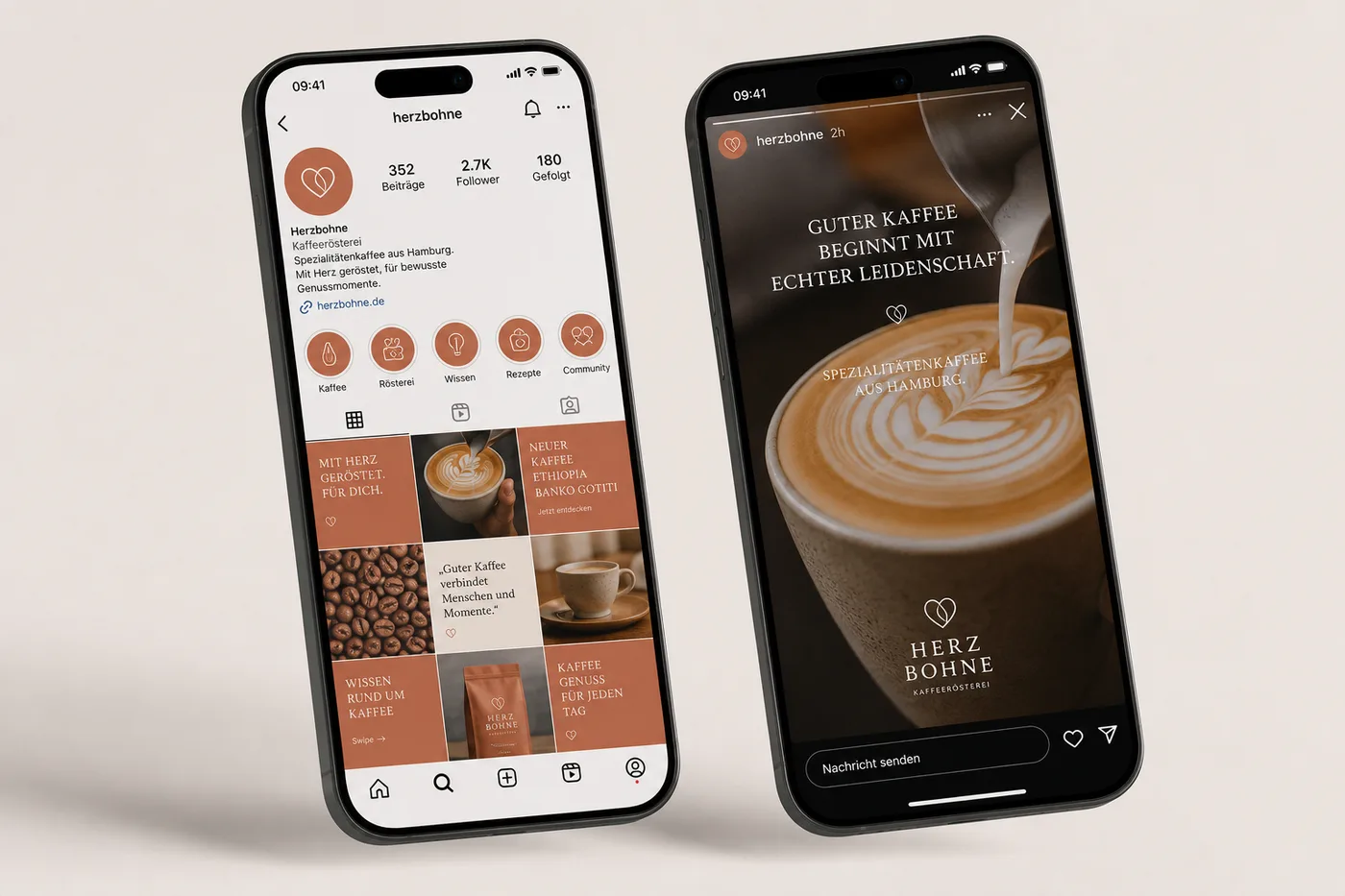 Konzept: Social-Media-Auftritt der Kaffeerösterei Herzbohne